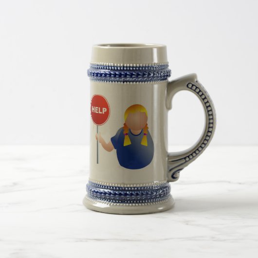 Vrouw die een Help-bord houdt Bierpul (Rechts)