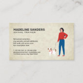 Vrouw die een hond uitlaat visitekaartje (Voorkant)