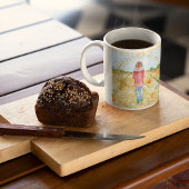 Vrouw die een Inspirerend van de pompoenvlek lopen Koffiemok