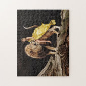 VROUW DIE EEN LION FANTASY JIGSAW PUZZLE RICHT LEGPUZZEL (Verticaal)