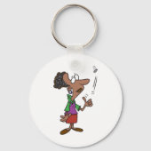 Vrouw die een muntstuk voert sleutelhanger (Achterkant)