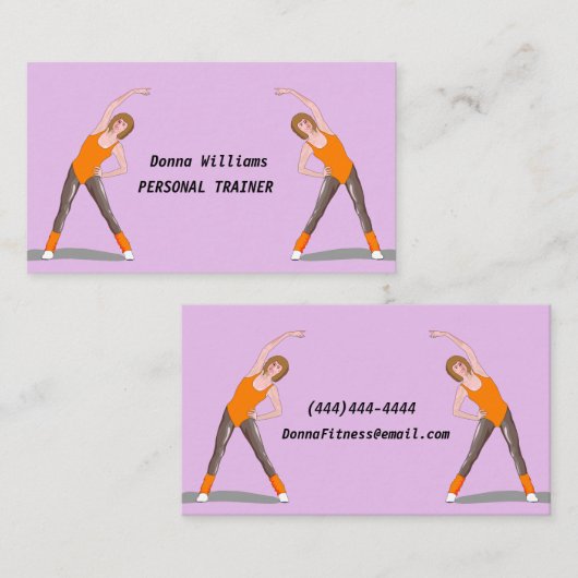Vrouw die een persoonlijke trainer volgt visitekaartje (Voorkant / Achterkant)