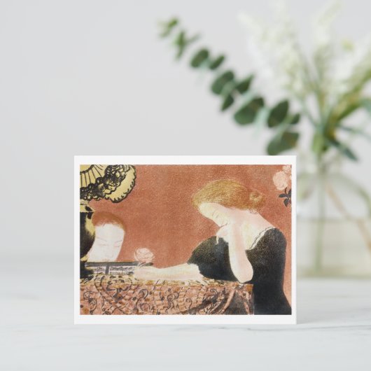 Vrouw die een Roos houdt, Maurice Denis Briefkaart (Staand voorkant)