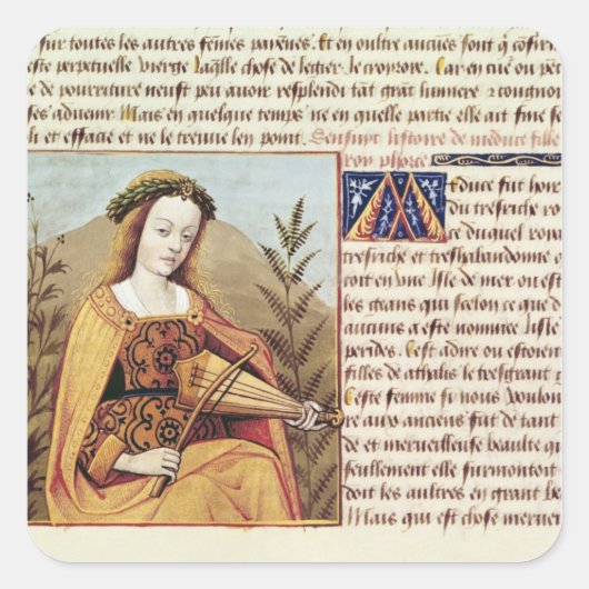 Vrouw die een viool speelt vierkante sticker (Voorkant)