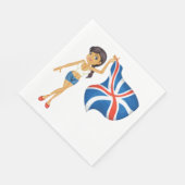 Vrouw die een vlag van Napkins zwaait Servet (Hoek)