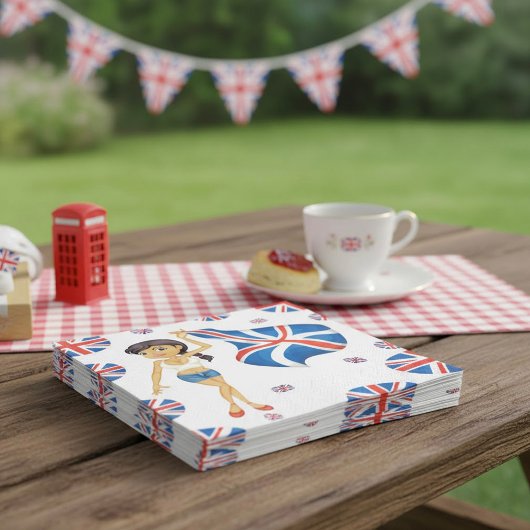 Vrouw die een vlag van Napkins zwaait Servet