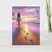 Vrouw die een zonnestrand lopen kaart (Voorkant)