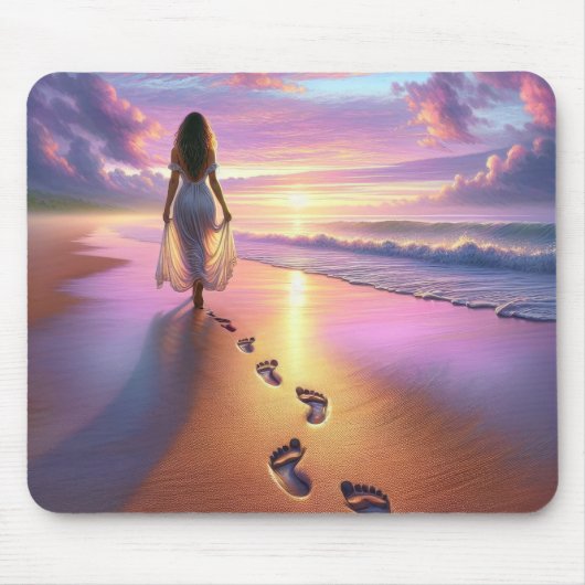 Vrouw die een zonnestrand lopen muismat (Voorkant)