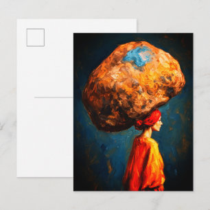 Vrouw die een zware steenlast draagt Symboliek Imp Briefkaart