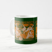 vrouw die fietst met cupid koffiemok (Voorkant links)