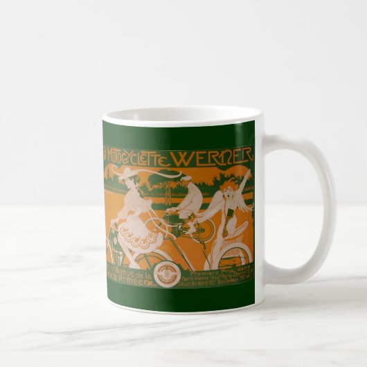 vrouw die fietst met cupid koffiemok (Rechts)