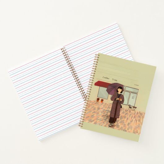 Vrouw die geniet van een koffie-drink notitieboek (Binnen)