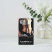 Vrouw die gewichten tilt | Fitness Trainer | QR Visitekaartje (Staand voorkant)