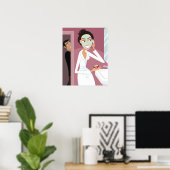 Vrouw die gezichtsmasker toepast poster (Thuiskantoor)