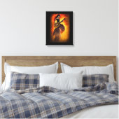 Vrouw die gitaar Red Sky Abstracte originele kunst Canvas Afdruk (Insitu (Slaapkamer))