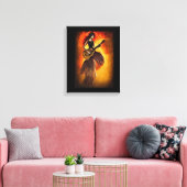 Vrouw die gitaar Red Sky Abstracte originele kunst Canvas Afdruk (Insitu (Woonkamer))
