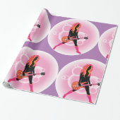 Vrouw die gitaar speelt cadeaupapier (Uitgerold)