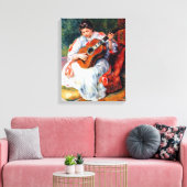 Vrouw die gitaar speelt door Pierre Renoir Canvas Afdruk (Insitu (Woonkamer))