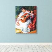 Vrouw die gitaar speelt door Pierre Renoir Canvas Afdruk (Insitu (Houten vloer))