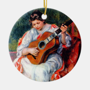 Vrouw die gitaar speelt door Pierre Renoir Keramisch Ornament