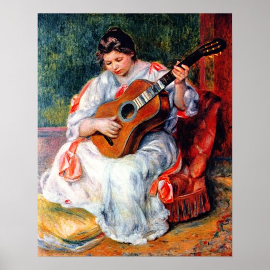 Vrouw die gitaar speelt door Pierre Renoir Poster (Voorkant)