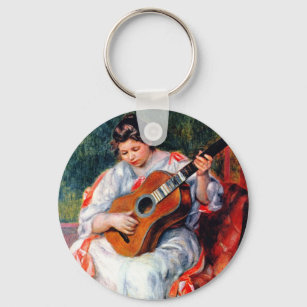 Vrouw die gitaar speelt door Pierre Renoir Sleutelhanger