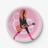 Vrouw die gitaar speelt papieren bordje (Voorkant)