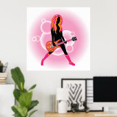 Vrouw die gitaar speelt poster (Thuiskantoor)