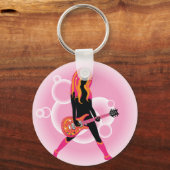 Vrouw die gitaar speelt sleutelhanger (Voorkant)