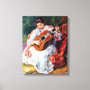 Vrouw die gitaar speelt van Pierre Renoir Canvas Afdruk
