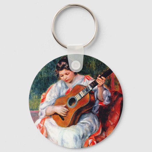 Vrouw die gitaar speelt van Pierre Renoir Sleutelhanger (Voorkant)