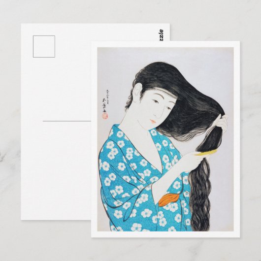 Vrouw die haar haar haar haar komt, Goyō Hashiguch Briefkaart (Voorkant / Achterkant)