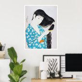 Vrouw die haar haar haar haar komt, Goyō Hashiguch Poster (Thuiskantoor)