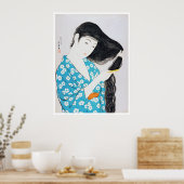 Vrouw die haar haar haar haar komt, Goyō Hashiguch Poster (Keuken)