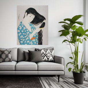 vrouw die haar Hair Goyō Hashiguchi bezoekt Poster