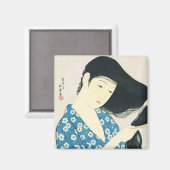 Vrouw die haar kamt Hashiguchi Goyo Magneet (Voorkant / Achterkant)
