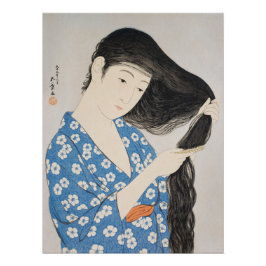 Vrouw die haar kamt perfect poster