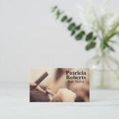 Vrouw die haar knipt | Kapper Afsprakenkaartje (Staand voorkant)