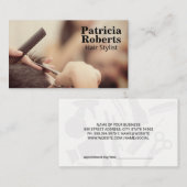 Vrouw die haar knipt | Kapper Afsprakenkaartje (Voorkant / Achterkant)