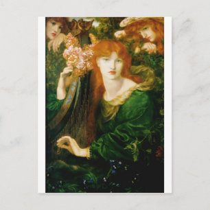 Vrouw die Harp schilderen speelt Briefkaart