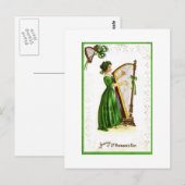 Vrouw die Harp speelt Briefkaart (Voorkant / Achterkant)