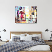 Vrouw die in de regen loopt Abstracte Kunst Canvas Afdruk (Insitu (Slaapkamer))