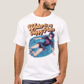 Vrouw die in Gelukkige Plaats drijven T-shirt (Voorkant)