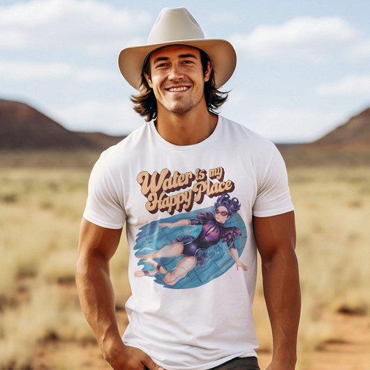 Vrouw die in Gelukkige Plaats drijven T-shirt