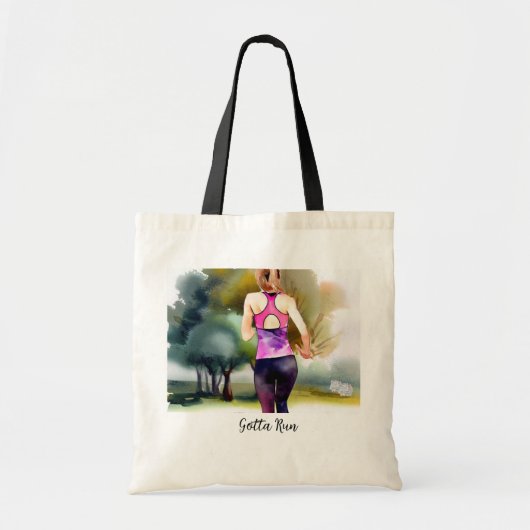 Vrouw die in het park rent tote bag (Voorkant)