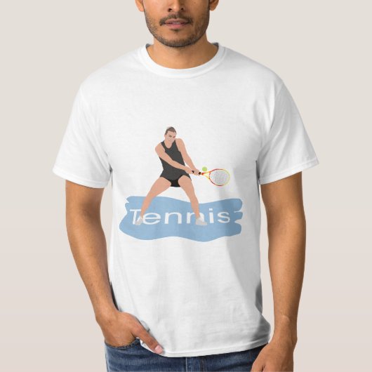 Vrouw die in tennistoernooi speelt t-shirt (Voorkant)