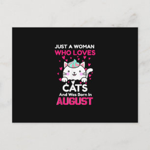Vrouw Die Katten Liefheeft En In Augustus Is Gebor Briefkaart