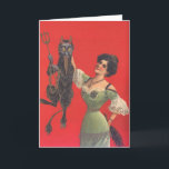 Vrouw die Krampus vangt Feestdagen Kaart<br><div class="desc">kerstdruk Krampus</div>
