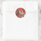 Vrouw die Krampus vangt Ronde Sticker (Tas)