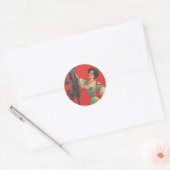 Vrouw die Krampus vangt Ronde Sticker (Envelop)